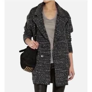 Étoile Isabel Marant Boucle Textured Wool Alpaca Longline Coat Gray SZ 2 MEDIUM